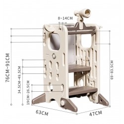 3 in 1 Adjustable Height Step Stool Learning Tower with Drawing Board
