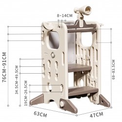 3 in 1 Adjustable Height Step Stool Learning Tower with Drawing Board