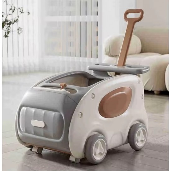 Kids Push or Pull 1 Seater Cozy Car Ride, Grey Kids Push or Pull 1 Seater Cozy Car Ride, Grey