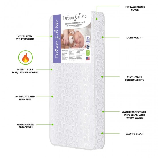 Dream on Me 150 Ultra Coil Inner Spring Standard Crib and Toddler Mattress Dream on Me 150 Ultra Coil Inner Spring Standard Crib and Toddler Mattress