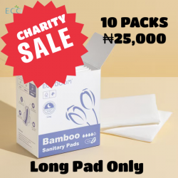 Eco Boom Bamboo Viscose Unscented Ultra Thin Organic Sanitary Pads, 290mm Long, Heavy Absorbency, 8 count. CHARITY SALE. 10 PACKS