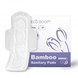 Eco Boom Bamboo Viscose Unscented Ultra Thin Organic Sanitary Pads, 290mm Long, Heavy Absorbency, 8 count