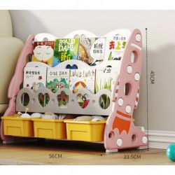 Rocket 3 Tier Bookshelf with Toy Bins, Pink