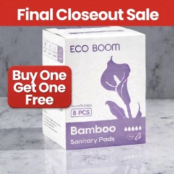 Eco Boom Bamboo Viscose Unscented Ultra Thin Organic Sanitary Pads, 360mm Night, Extra Heavy Absorbency, 8 count BUY ONE GET ONE FREE