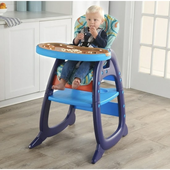 Badger Basket Envee II Baby High Chair with Play Table Conversion - Blue/Orange