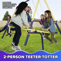 Palm View Metal Swing Set with 5ft Wave Slide and Padded Legs