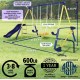 Palm View Metal Swing Set with 5ft Wave Slide and Padded Legs