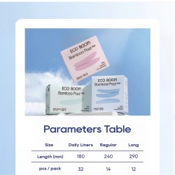 Eco Boom Ultra Thin 100% Bamboo Viscose Panty Liners, 32 Count. AVAILABLE 03-10-26