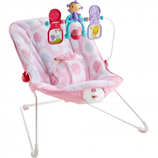 Fisher-Price Pink Ellipse Baby Bouncer with Vibrating Seat and Toy Bar