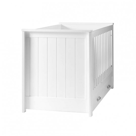 Contemporary Modern Convertible Wooden Crib with Drawer, White