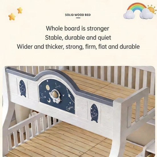 Contemporary Solid Wood Bunk Bed 5 by 6 on 6 by 6 with Free Mattresses