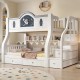 Contemporary Solid Wood Bunk Bed 5 by 6 on 6 by 6 with Free Mattresses