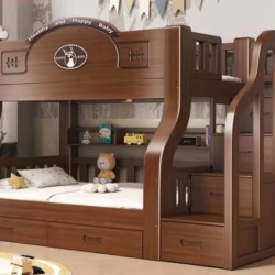 Contemporary Style Solid Wood Bunk Bed 5 by 6 on 6 by 6 with Free Mattresses 