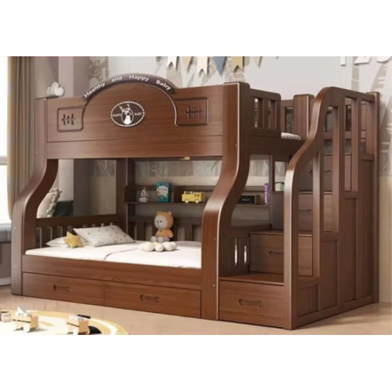 Contemporary Style Solid Wood Bunk Bed 5 by 6 on 6 by 6 with Free Mattresses Contemporary Style Solid Wood Bunk Bed 5 by 6 on 6 by 6 with Free Mattresses
