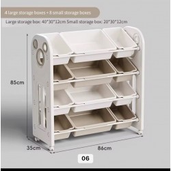 Bear 4 Tier Toy Bin and Organizer, Cream