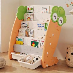 5 Tier Carrot Bookshelf with Toy Storage Bins 5 Tier Carrot Bookshelf with Toy Storage Bins