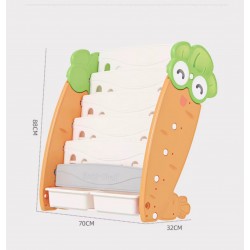 5 Tier Carrot Bookshelf with Toy Storage Bins