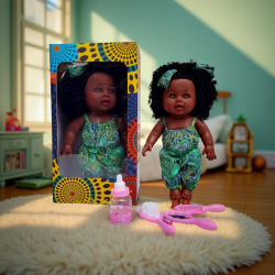 Chunky 12inch Melanin Doll with Accessories, Ifeoma