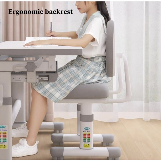 Big Kid Tilt Table Adjustable Height Academic Desk and Cushioned Chair Set, Grey Big Kid Tilt Table Adjustable Height Academic Desk and Cushioned Chair Set, Grey