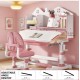 Big Kid Tilt Table Adjustable Height Academic Desk and Cushioned Chair Set, Pink
