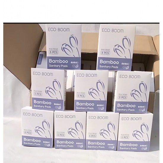 Eco Boom Bamboo Viscose Unscented Ultra Thin Organic Sanitary Pads, 290mm Long, Heavy Absorbency, 1 CARTON (288 PADS) MAXIMUM SAVINGS. Eco Boom Bamboo Viscose Unscented Ultra Thin Organic Sanitary Pads, 290mm Long, Heavy Absorbency, 1 CARTON (288 PADS) MAXIMUM SAVINGS.