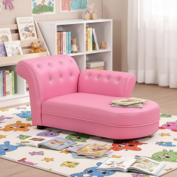 Chaise Lounge Sofa with Armrest, Pink Chaise Lounge Sofa with Armrest, Pink