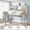 Big Kid Tilt Table Adjustable Height Academic Desk and Cushioned Chair Set, Grey