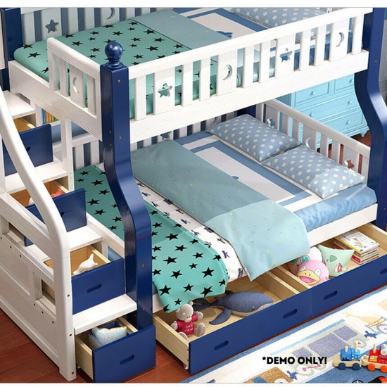 Solid Pine Storage 5 by  6  on 6 by 6 Bunk Bed, White