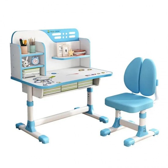 Big Kid Adjustable Height Academic Desk and Cushioned Chair Set