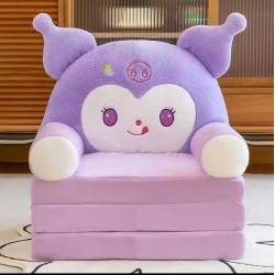 Plush 3-in-1 Foldable Kids Sofa, Lilac Plush 3-in-1 Foldable Kids Sofa, Lilac