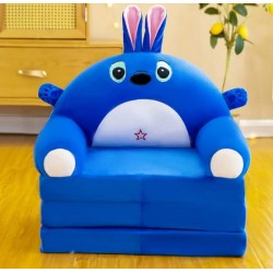 Plush 3-in-1 Foldable Kids Sofa, Blue Rabbit 