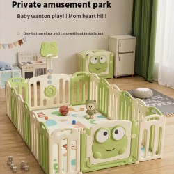 BUBBAS 16 Panel Playpen with Mat and Balls, Green