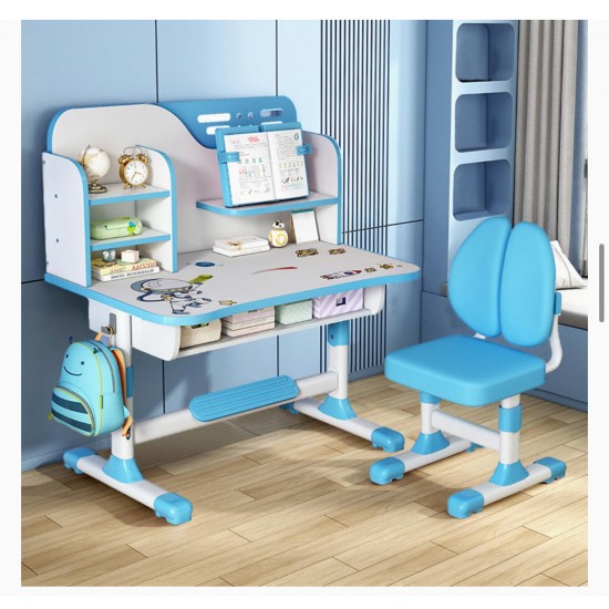 Big Kid Adjustable Height Academic Desk and Cushioned Chair Set