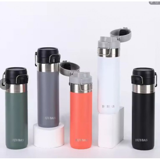 Bubbas Bounce Flip Cover Insulated Bottle, Grey Bubbas Bounce Flip Cover Insulated Bottle, Grey