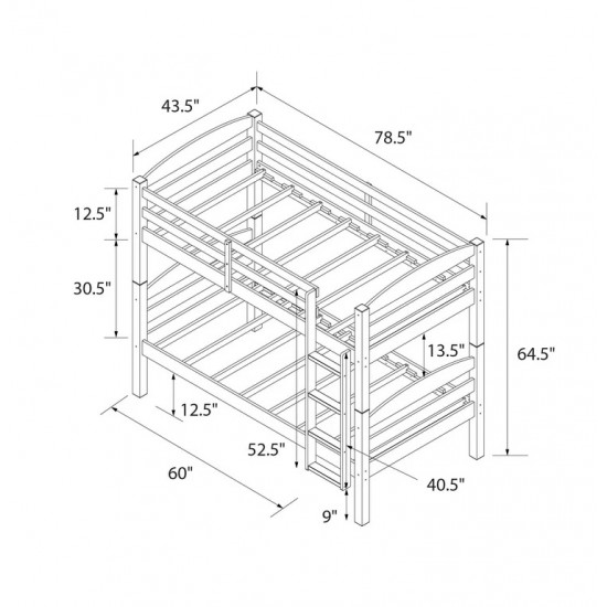 Better Homes & Gardens Leighton Solid Wood Twin-over-Twin Convertible Bunk Bed, White