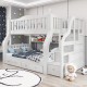 Solid Pine Storage 5 by  6  on 6 by 6 Bunk Bed, White