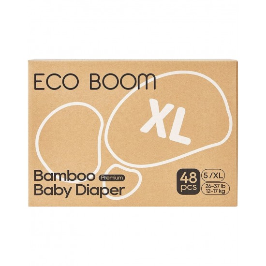 Eco Boom Bamboo Viscose Organic Diaper, Size 5 XLarge (12-17kg)