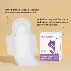 Eco Boom Bamboo Viscose Unscented Ultra Thin Organic Sanitary Pads, 360mm Night, Extra Heavy Absorbency, 10 PACK BUNDLE SPECIAL SALE Eco Boom Bamboo Viscose Unscented Ultra Thin Organic Sanitary Pads, 360mm Night, Extra Heavy Absorbency, 10 PACK BUNDLE SPECIAL SALE