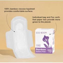 Eco Boom Bamboo Viscose Unscented Ultra Thin Organic Sanitary Pads, 360mm Night, Extra Heavy Absorbency, 10 PACK BUNDLE SPECIAL SALE