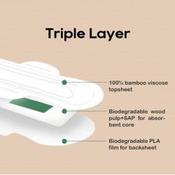 Eco Boom Bamboo Viscose Unscented Ultra Thin Organic Sanitary Pads, 360mm Night, Extra Heavy Absorbency, 8 count SPECIAL SALE