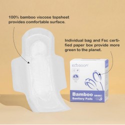 Eco Boom Bamboo Viscose Unscented Ultra Thin Organic Sanitary Pads, 290mm Long, Heavy Absorbency, 8 count. CHARITY SALE. 10 PACKS Eco Boom Bamboo Viscose Unscented Ultra Thin Organic Sanitary Pads, 290mm Long, Heavy Absorbency, 8 count. CHARITY SALE. 10 PACKS