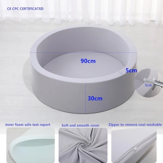 Bubbas Large Foam Ball Pit with Removable Velvet Cover & 50 Balls, Grey Bubbas Large Foam Ball Pit with Removable Velvet Cover & 50 Balls, Grey