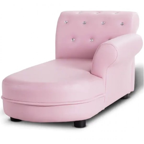 Chaise Lounge Sofa with Armrest, Pink