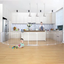 8 Panel Extra Wide Safety Gate, White 192inches 8 Panel Extra Wide Safety Gate, White 192inches