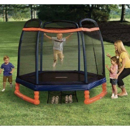Little Tikes 7-Foot Trampoline, with Enclosure, Blue/Orange