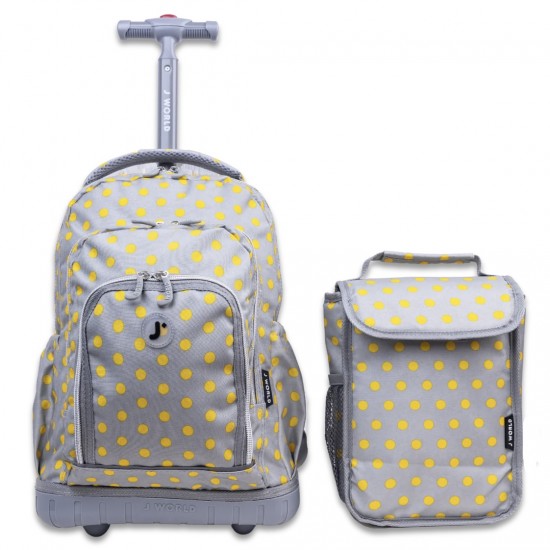 J World 16inch Lollipop Rolling Backpack with Lunch Bag- Candy Button