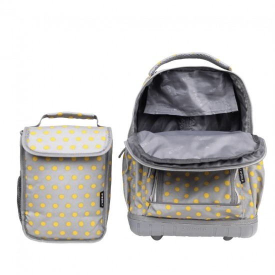 J World 16inch Lollipop Rolling Backpack with Lunch Bag- Candy Button