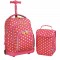 J World 16inch Lollipop Rolling Backpack with Lunch Bag- Pink Button