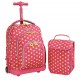 J World 16inch Lollipop Rolling Backpack with Lunch Bag- Pink Button J World 16inch Lollipop Rolling Backpack with Lunch Bag- Pink Button