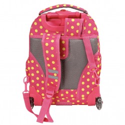 J World 16inch Lollipop Rolling Backpack with Lunch Bag- Pink Button